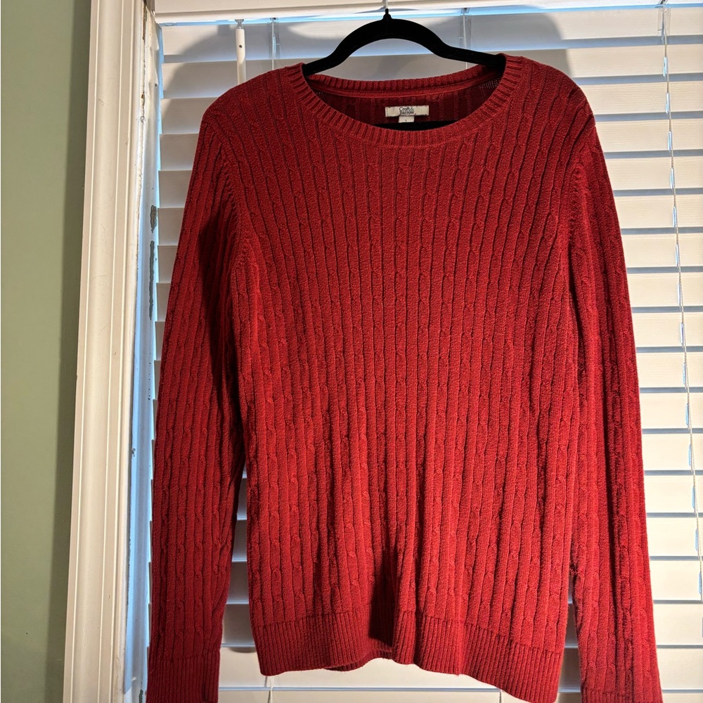 croft & barrow Red Cable-Knit Crewneck Sweater